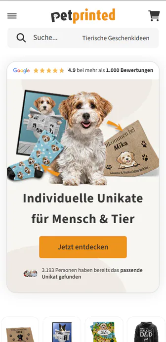 Petprinted Shopify Store – Mobile